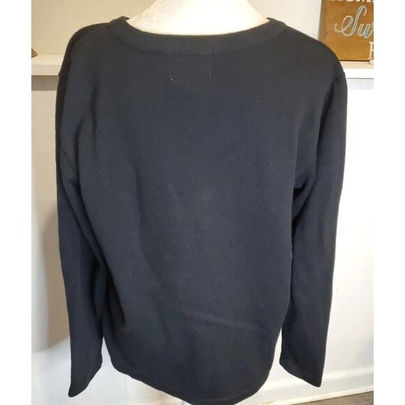 Quacker Factory Womens Black Knit Top Sequin Christmas Tree Large‎ - Picture 5 of 7